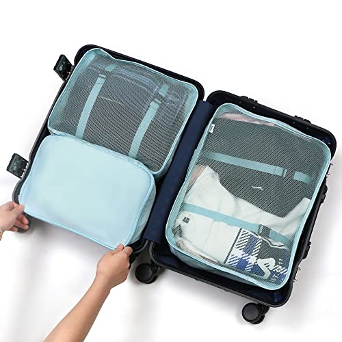 Image of OSDUE 8 Set Packing Cubes for Suitcases, Light Packing Cubes for Travel, Various Sizes Organizer Bags Set for Travel Accessories Travel Essentials,Travel Cubes for Carry on Suitcases (Korean Blue)