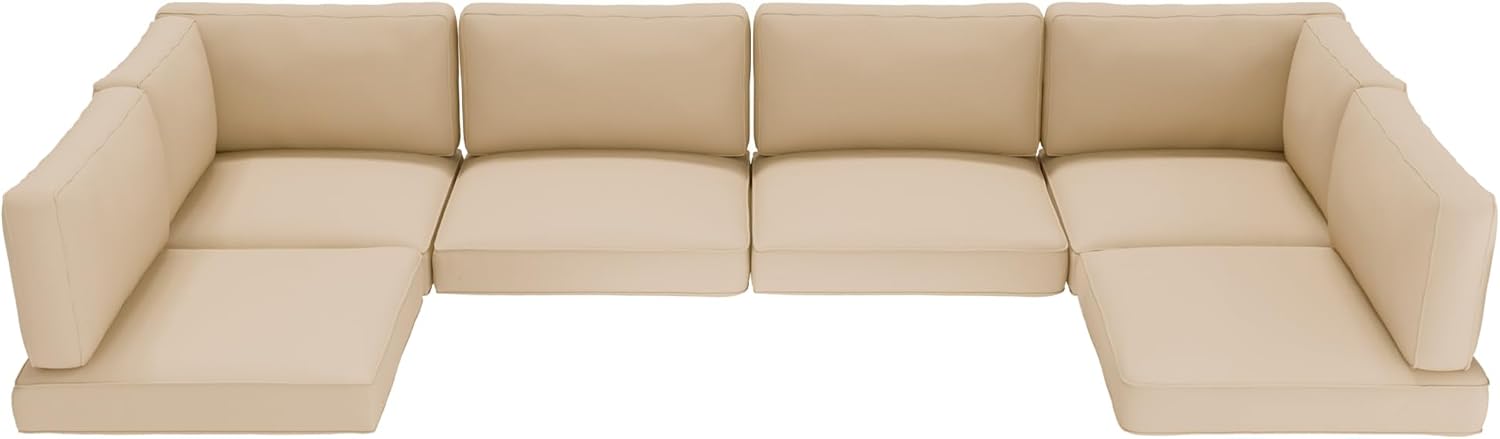 Crownland 14 Piece Outdoor Furniture Replacement Cushions, Sofa Cushions for 6 Seat Rattan Wicker Sectional Patio Conversation Sets, Water-Resistant Cushion, Light Brown