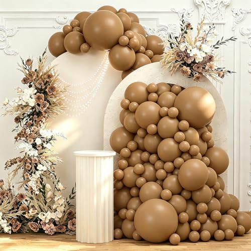 Image of 108Pcs Double Stuffed Brown Balloon Garland Arch Kit