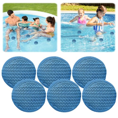 6 Stücke 10cm Whirlpool Scum Absorber, Wiederverwendbarer Ölabsorbierender Schwamm für Hot Tubs Pool, Ölabsorbierende Filterkugeln, Schwimmende Abschäumbälle für Heißwasserbecken, Whirlpool Zubehör