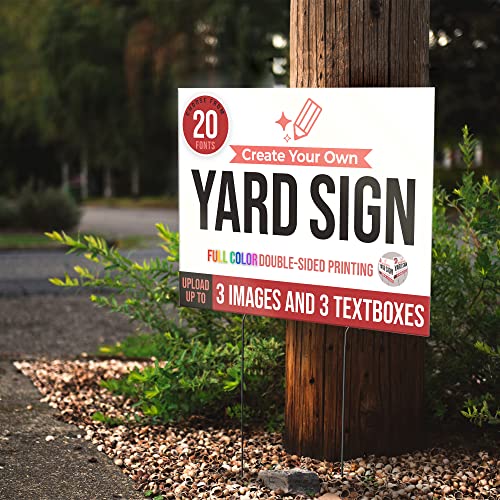 24x18\" Double Sided Custom Yard Sign with Metal Stakes, Personalized Full Color Corrugated Yard Sign for Outdoors, Front and Back Custom Printed Personalized Lawn Signs 10 Pack (Design 3)