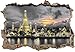 Produktbild Stil.Zeit Wat Arun Nachtansicht Tempel Bangkok Thailand B&W Detail Wanddurchbruch im 3D-Look, Wand- oder Türaufkleber Format: 92x62cm, Wandsticker, Wandtattoo, Wanddekoration