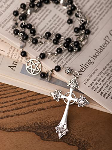 Sacina Gothic Cross Necklace, Zinc Alloy Cross Necklace, Goth Jewelry Gift for Women4