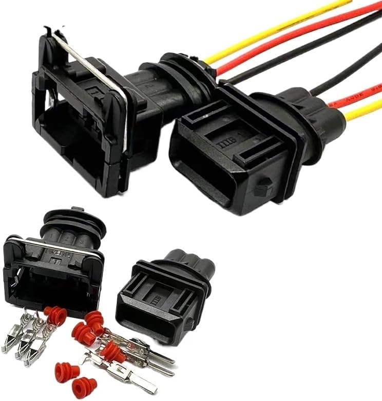 HUABAO 1 Set 3 Pin 1-962581-1 Water Proof Fuel Injector Connector Car Power Timer Wire Harness Plug 282191-1 282729-1(Lavender,20 Sets)