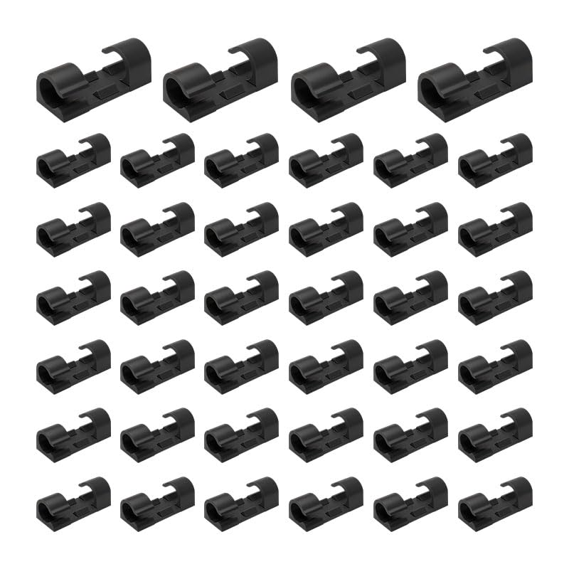 40 Pcs Cable Clips Self Adhesive Cable Tidy Black Cable Organizer Wire Clips for Home, Office, Car, Dash cam, TV Computer