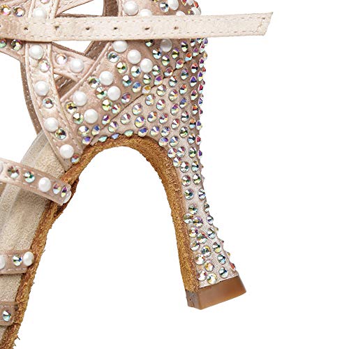 Aoqunfs Rhinestones Latin Dance Shoes Salsa Ballroom Practice Perfermence Dance Shoes For Women,Ycl429-Beige-7.5,Us 6.5 #TOP7