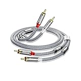 RIKSOIN RCAケーブル【技術革新・磁気リングノイズの低減】 2RCA-2RCA (赤/白) オス-オス RCAピンプラグ RCAオーディオケーブル 耐久性 ナイロン編み HDTV、ホームシアター、スピーカー、アンプ、CDプレーヤ、ゲーム機等に適用(1.8ⅿ /グレー)