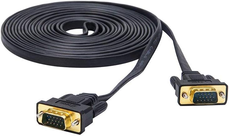 DTECH Ultra Thin Flat Type Computer Monitor VGA Cable Standard 15 Pin Male to Male VGA Wire 16 Feet