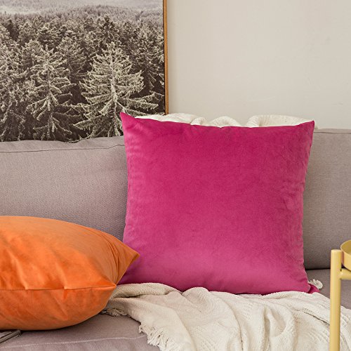 Image of MIULEE Pack of 2, Velvet Soft Solid Decorative Square Throw Pillow Covers Set Cushion Case for Sofa Bedroom Car 18 x 18 Inch 45 x 45 cm