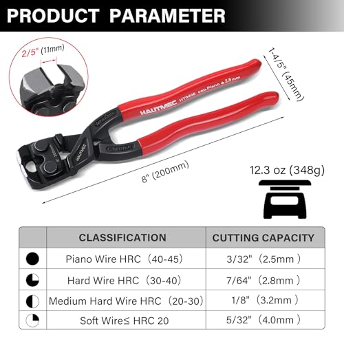 HAUTMEC 8 Inch Nail Puller Pliers Tool, High Leverage End Cutting Pliers, Nail Remover Tool with Anti-Slip Grip, CRV Steel End Cutting Nippers Tool for Pulling or Cutter Nails, Small Bolts and Wires - Image 3
