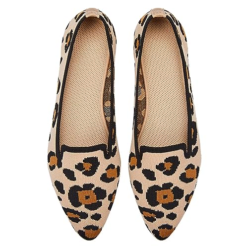 Image of Frank Mully Women's Casual Loafer Flats Slip On Loafer Shoes Comfortable Knit Flat Shoes Classics Pointy Toe Loafer Flats,for Work,Travel