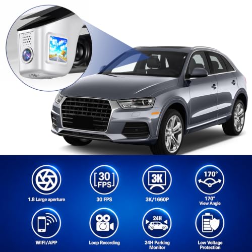 Cámara oculta 3K para Audi A3 A4 Q5 con WiFi 6 y gran angular 170° 2