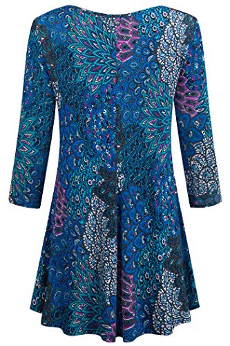 Image of Nandashe Womens 3 /4 Sleeves Floral Tunic Shirts Summer Casual Dressy Blouse Tops