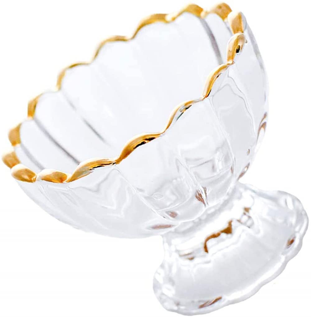 CLQ Cuencos de Postre para Helado Forma de Flor Vidrio Transparente Cristal degustación Tazas para Servir Postre Frutero-2pcs