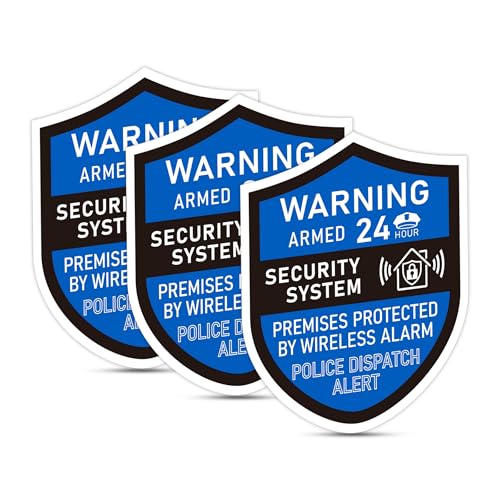 3PCS Weatherproof Security Alarm System Stickers 2.8x2.4in
