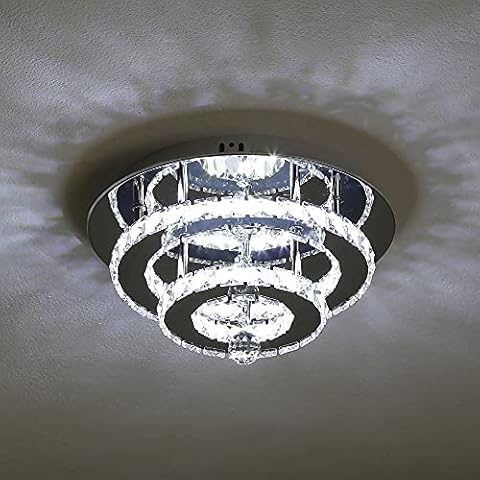 Lámpara de Techo de Cristal 36W, Moderna Lámpara Colgante de Techo de Cristal de Acero Inoxidable Cover