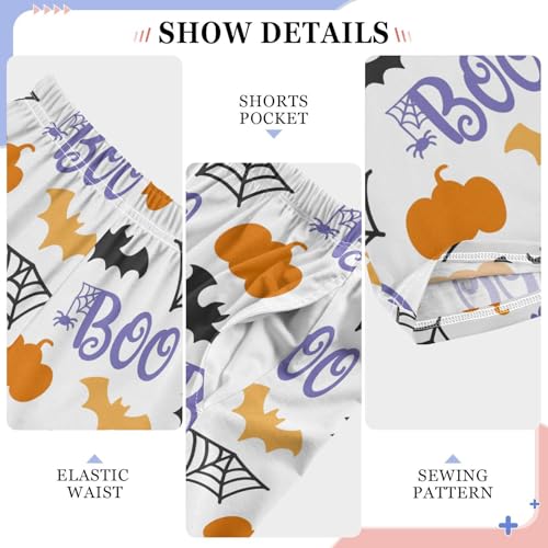 ZZXXB Bat Boo Boys Long Pants Soft Trousers Elastic Waist Kids Lounge Bottoms with Pockets S-XL4