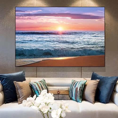 Toile impression simple lever du soleil bord de mer 35x50 cm sans cadre pour salon