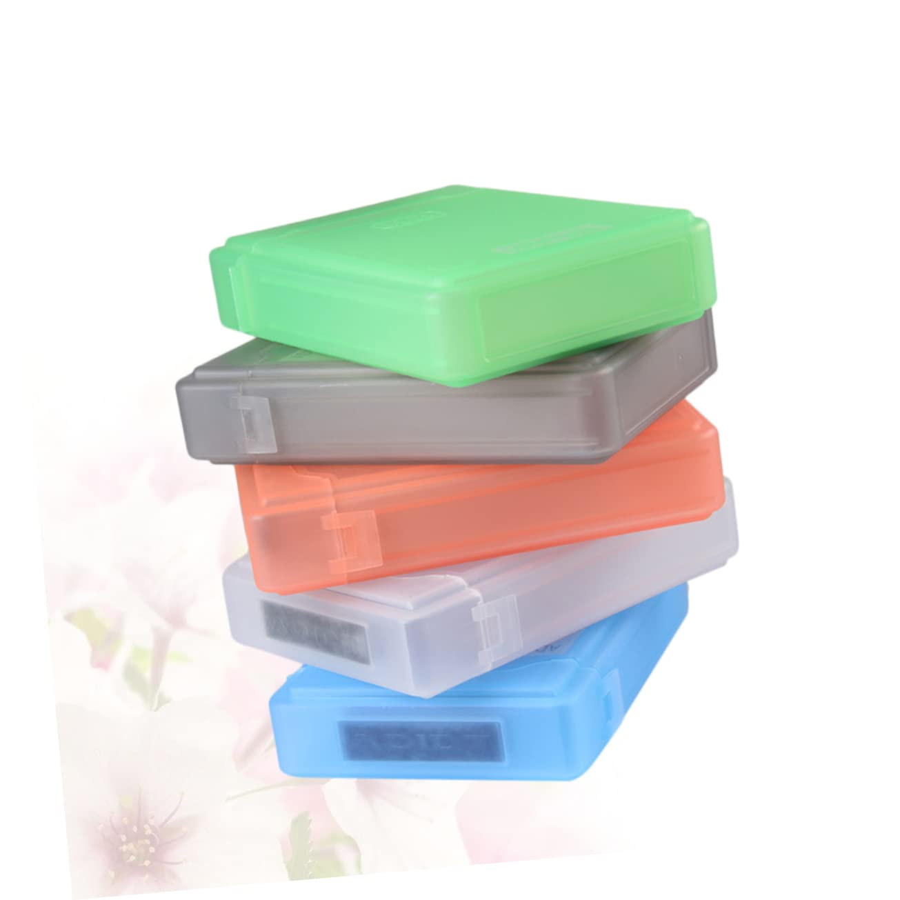 VILLCASE 5Pcs Hard Drive Storage Box Durable Plastic Hard Disk Protector White Blue Green Orange Grey Convenient Easy to Use Improved Drop Resistance