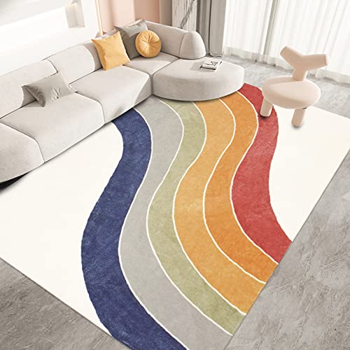 USTIDE Rainbow Area Rug 5x7 Rainbow Rug for Girls Bedroom 55´´x78´´ Soft Girls Living Room Rug Non Slip Bedroom Rug Fluffy Kids Play Room Home Decor