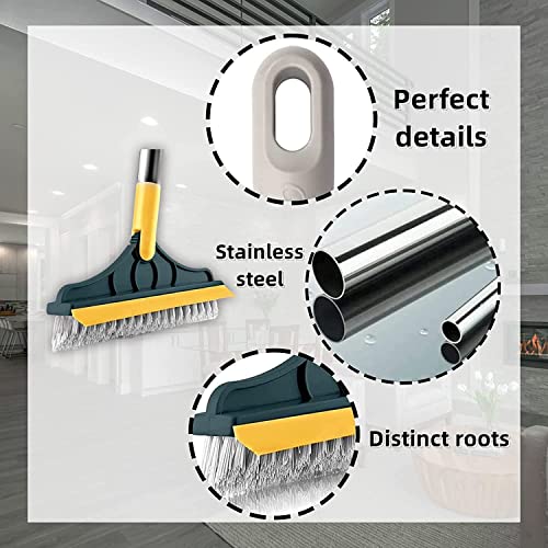 Image of 2 in 1 Toilet Bathroom Cleaning Brush with Wiper and Long Handle - 180 Rotate Floor Scrub Brush for Tiles, Home Kitchen Bathroom Accessories