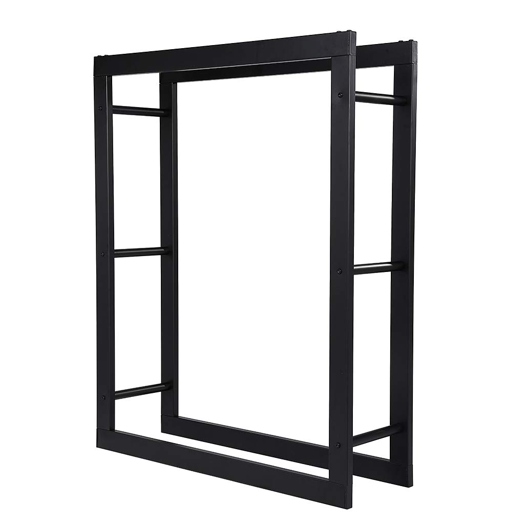 Loywe Kaminholzregal 80X25X100cm Kaminholzhalter Brennholzregal Feuerholzregal Kaminholzständer Brennholz Holzhalter aus Metall in Schwarz