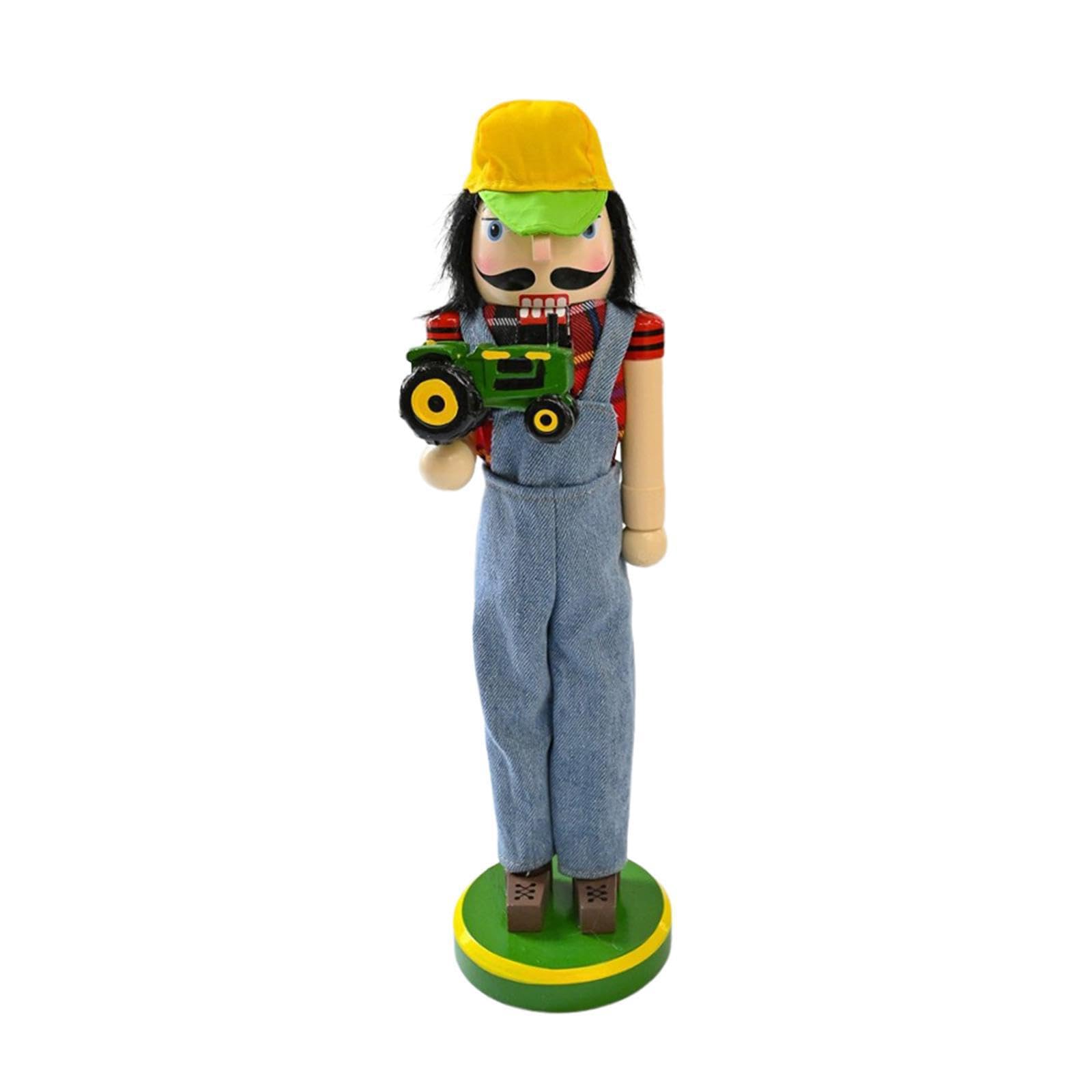 Kixzsaz Holding A Car Nutcracker Figurine Wooden Soldier Bright Costume Beautiful Home Decor Sculpture Festive Celebrations Nutcracker Soldier Festive Christmas Decoration, 38X9.2cm