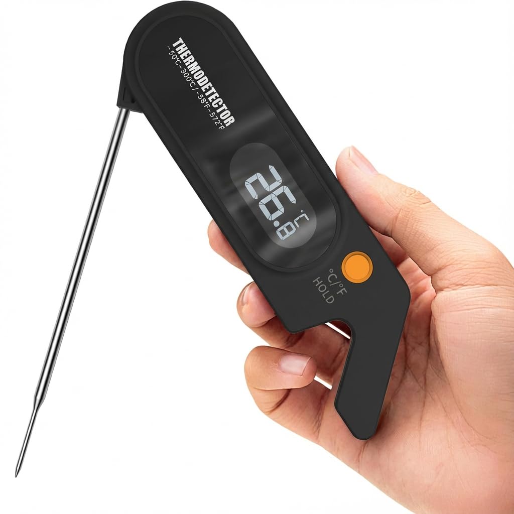 Thermocouple Faster Instant Read Meat Thermometer,1 Second Response Time, IP67 Waterproof & Backlight, For Meat Candy Grill BBQ etc (Black)