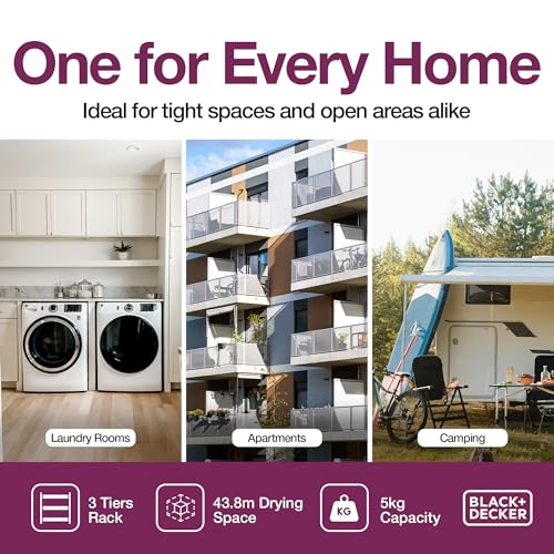 Étendoir télescopique extensible Black+Decker pliable pour porte