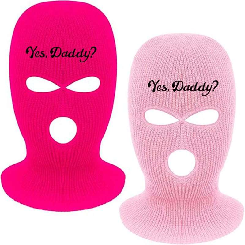 2 Pack 3 Hole Ski Masks Knitted Full Face Cover for Women Balaclava for Winter Outdoor Sports
