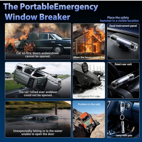 3-Pack Car Safety Hammer Seatbelt Cutter, 2026 Upgraded Transparent Lid Window Breaker Seatbelt Cutter Underwater, 2 in 1 Emergency Keychains car Window Breaker Tool, New Car Accessories - Image 6