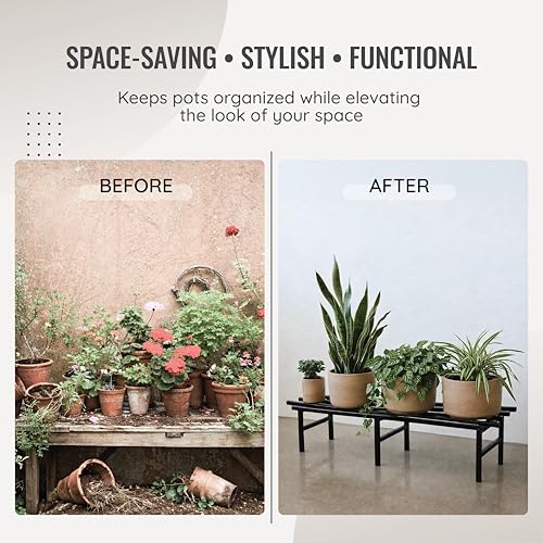 Image of Robustt Horizontal Metal Pot Stand (Set of 2 ) 76x24x18 Cm | Rust-Proof Matte Powder-Coated Pot Stand for Big Size Plants | Supports Up to 200 Kg| Ideal for Balcony, Outdoor and Indoor Plant Display
