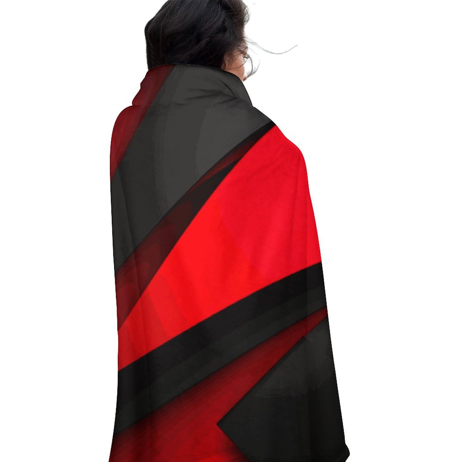 Couverture ronde rouge et noire 150cm : jeté de plage et voyage