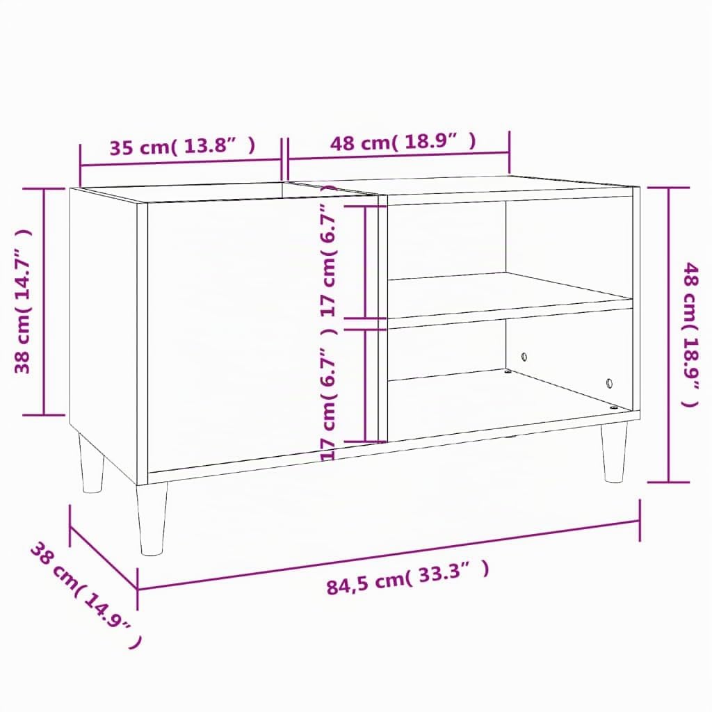 Armoire à disques blanc 84,5x38x48 cm bois d'ingénierie,Player Boite,Table Tournante En Bois,Porte Vinyle Mural