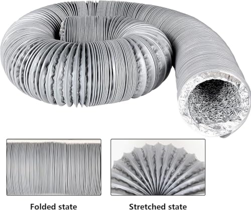 Image of Astberg Double-Layered PVC Flexible Insulated Duct with Aluminum Cowl and Mesh - Inline Ventilation System Accessory (200 /8INCHES)