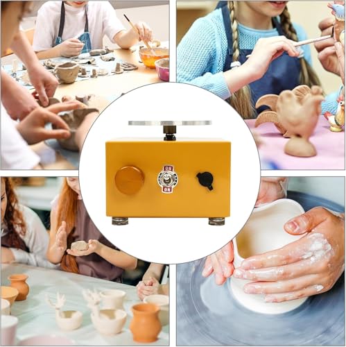 Miniaturowy elektryczny zestaw kółek garncarskich z 8 narzędziami do formowania gliny do samodzielnego wyrobu ceramiki – idealny dla szkół, dzieci i początkujących (tacka nie jest dołączona)