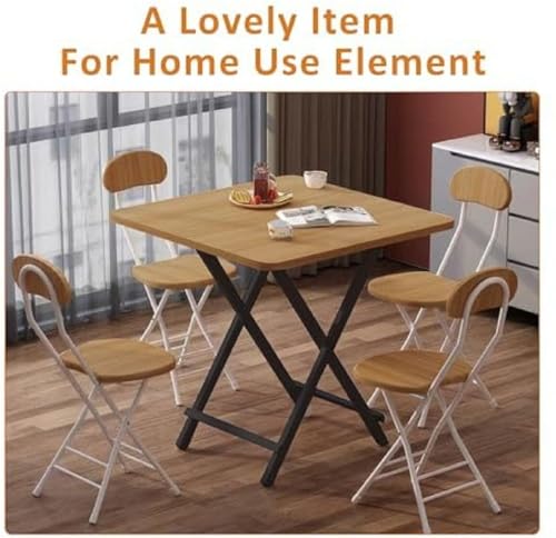 Image of Multi-Purpose Portable & Foldable Wooden Dining Table | Bed Room | Made with Engineered Plywood top and Powder Coated Finish for Home & Office(Yellow)(L*80xB*80xH*75)cm -Pre Assembled