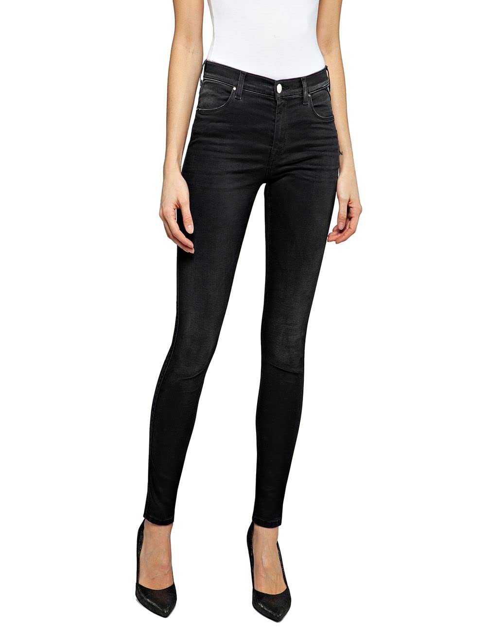 REPLAY Damen Jeans Luzien Skinny-Fit Hyperflex Cloud mit Stretch, Black 098 (Schwarz), 24W / 32L