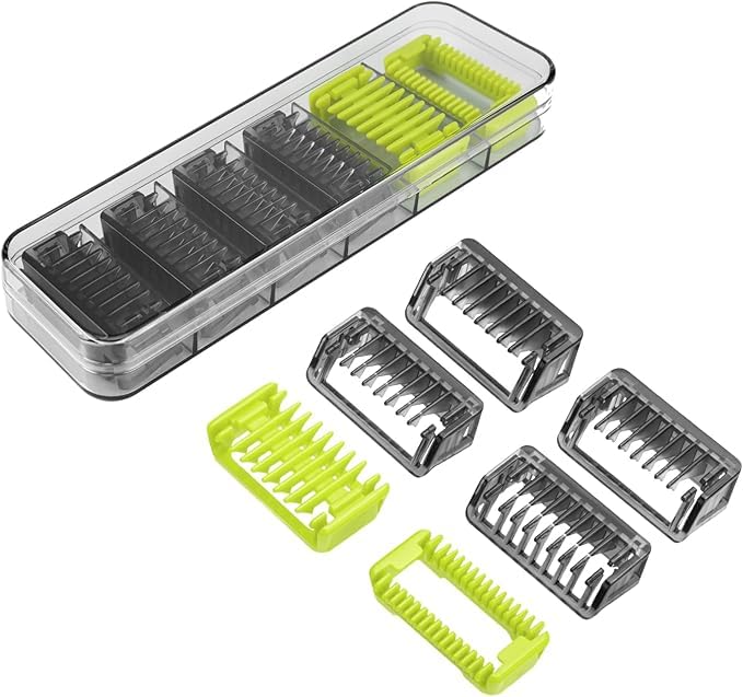 Kit Pentes Guia com Estojo para Philips One Blade - Yinke 7 peças. Conforto e Estabilidade ao se Barbear. Compatível com QP2520/21, QP2530, QP2620, QP2724 e QP2824