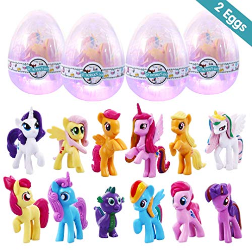 Devoltsom Flashing Easter Eggs With 6 Pack Unicorn Inside, Perfect For Easter Theme Party Favor, Easter Hunt, Jumbo Eggs Filled Toys.