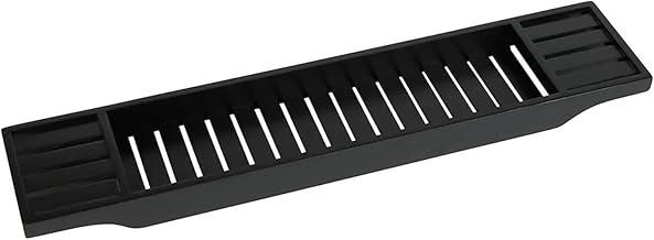 Luxury Bamboo Wood Bath Tub Caddy Rack Tray, Water Resistant Bathroom Shelf Tidy Tray Storage Shelf Organiser (Black)