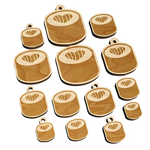 Sushi Roll with Heart Mini Wood Shape Charms Jewelry DIY Craft - 14mm (26pcs) - No Hole
