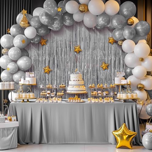 2 Pack Silver Fringe Backdrop 3.2x8.2ft Cortinas Decorativas miniatura 5