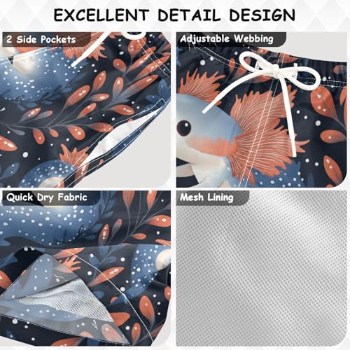 Pigsaly Boys' Swim Board Shorts Cute Pink Fish Boy's Swim Trunks Kids Swimwear 3T3