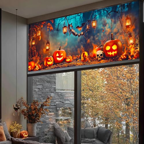 Vinilo decorativo Halloween linterna calabaza 39.3x17.7 pulgadas miniatura 5