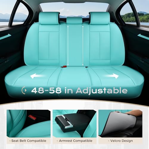 Image of Coverado Car Seat Covers Full Set, Car Seat Protector Waterproof, Nappa Leather Car Seat Cushion, Seat Covers for Cars, Front Seats and Back Universal Fit for Most Cars
