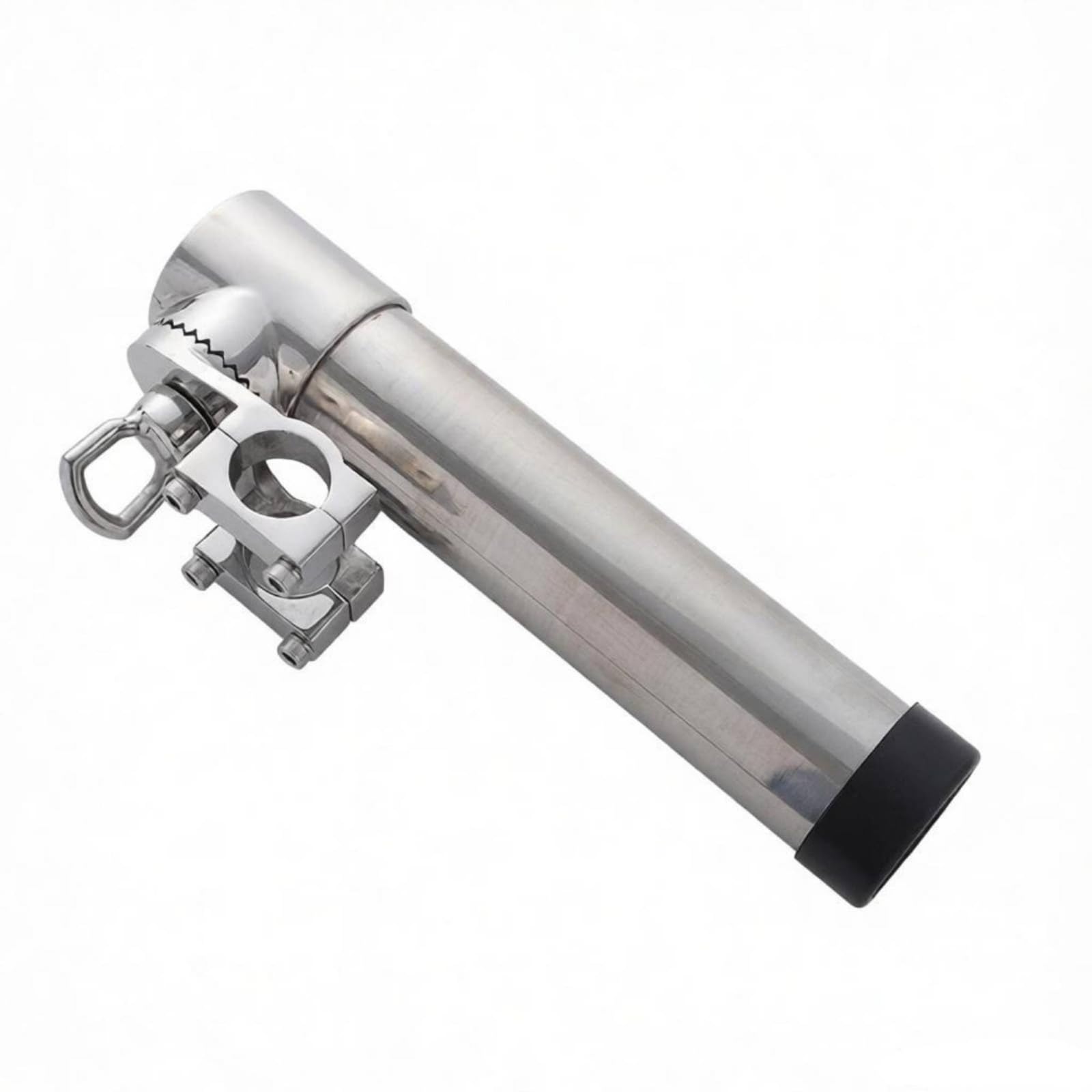 Portacanna da Pesca Portacanna Supporto Staffa Morsetto Fissaggio Laterale Corpo Cilindrico Cappuccio Protettivo Acciaio Inox 316 Lucidato Adatto per