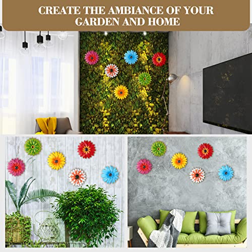 Yungeln 6 Pcs Metal Flowers Wall Decor Daisy Wall Decor Large Metal Flowers Wall Art Colorful Wall Sculptures Hanging Decorations For Living Room,Bathroom,Garden,Fence,Porch Patio Wall thumb #5