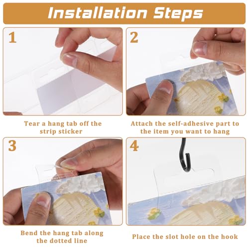 JIYIN 200 Stück Eurolochaufhänger Selbstklebend, 4,5 x 3,5 cm Durchsichtige Aufhängelaschen Hängen Tabs Transparente Aufhänger Mit Schlitz Löchern Display Hang Tags Transparente für Laden Einzelh