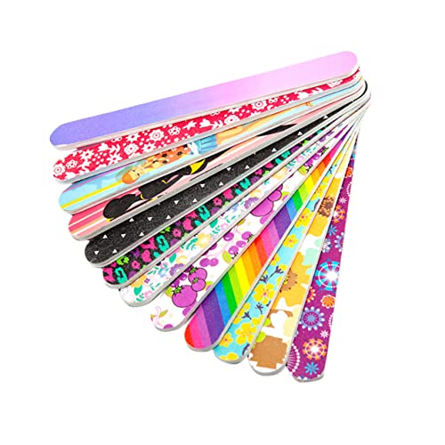 Mikinona 30個 ネイルサンディングブロック 両面爪やすり ネイルアートツール 自宅 サロン用 木材製 プリントデザイン 色指定不可